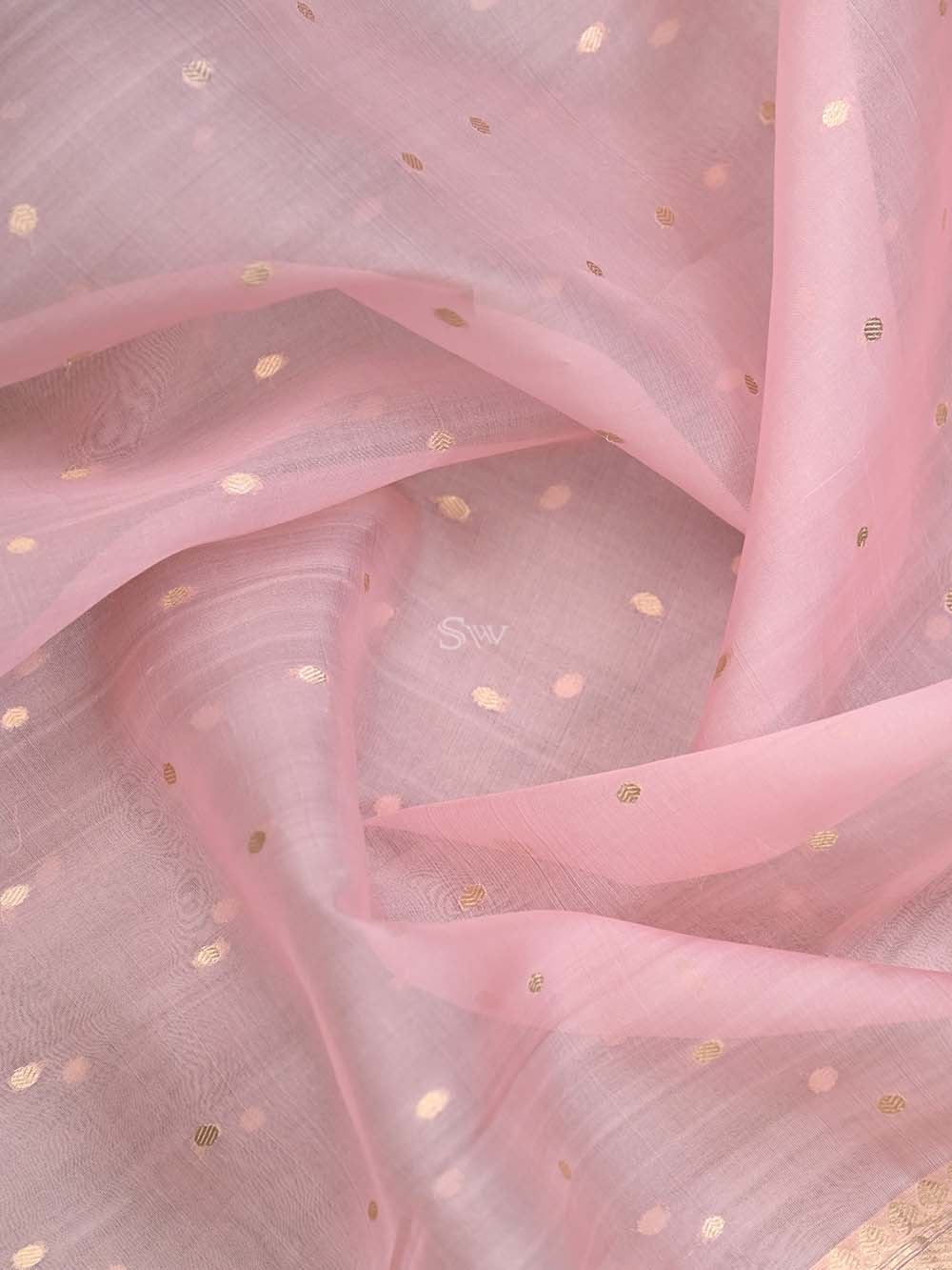 Powder Pink Organza Handloom Banarasi Suit - Sacred Weaves