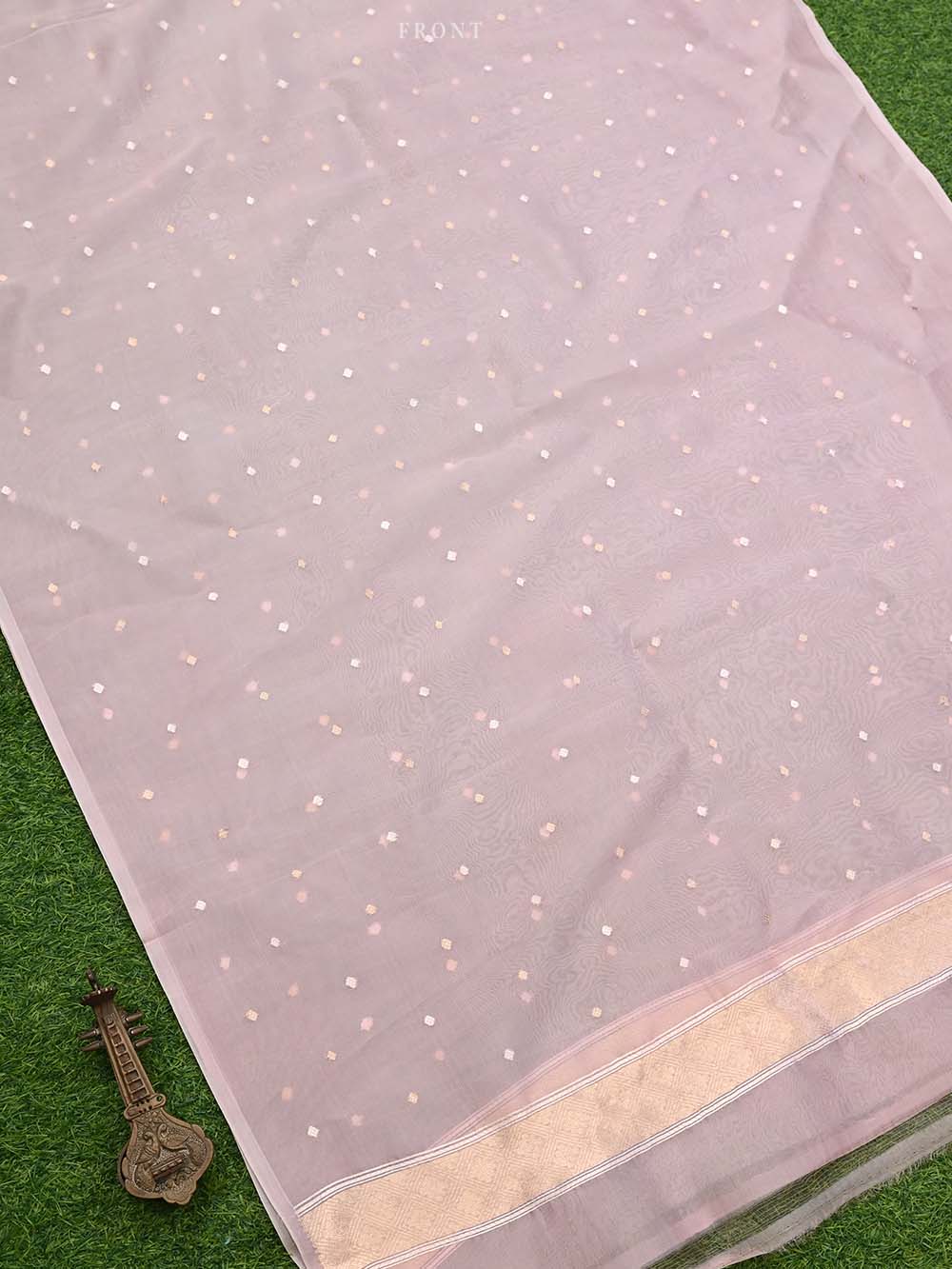 Powder Pink Organza Handloom Banarasi Suit - Sacred Weaves
