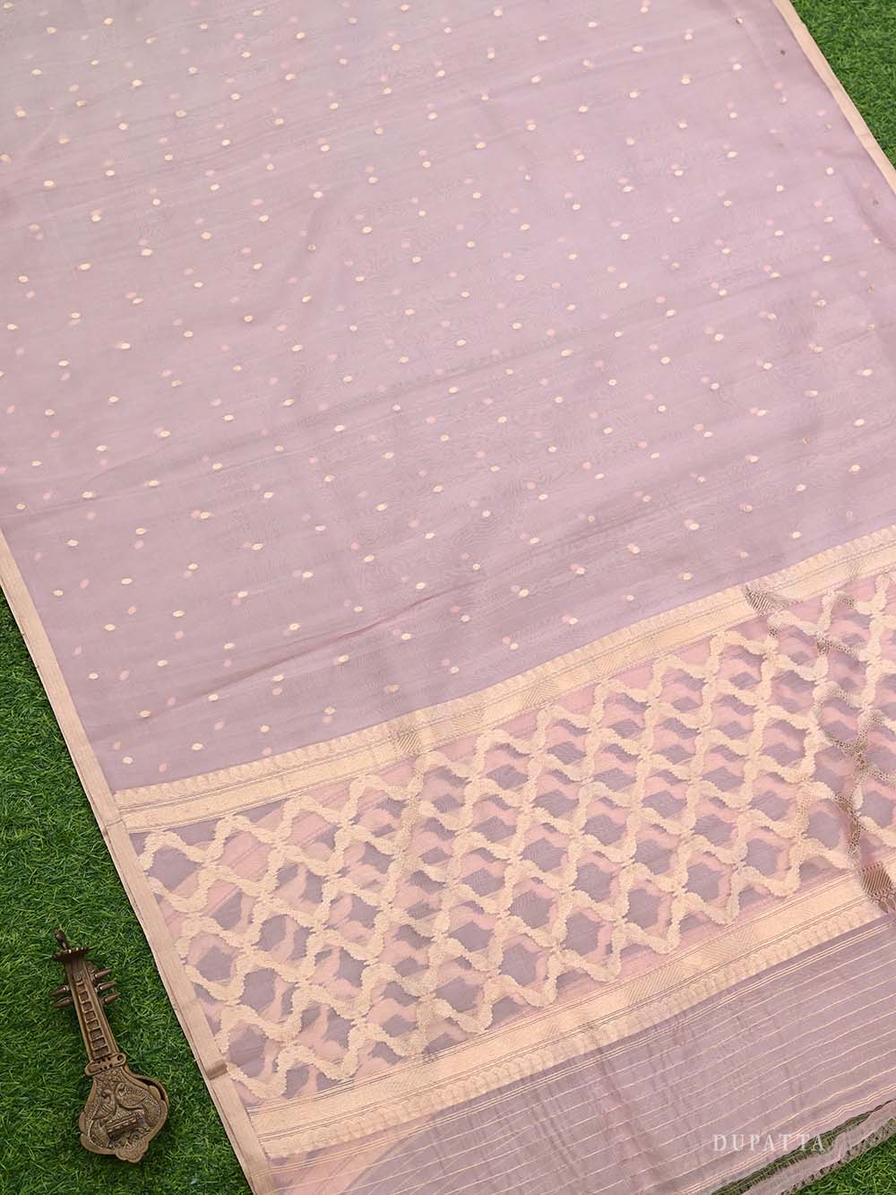 Powder Pink Organza Handloom Banarasi Suit - Sacred Weaves