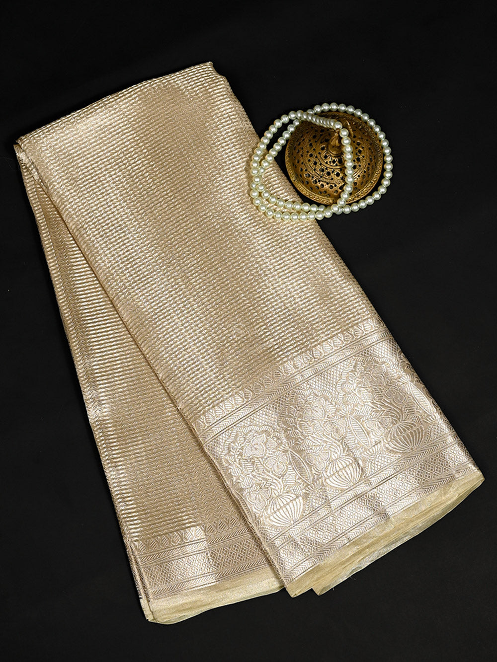 Pastel Yellow Tissue Brocade Handloom Banarasi Saree - Sacred Weaves