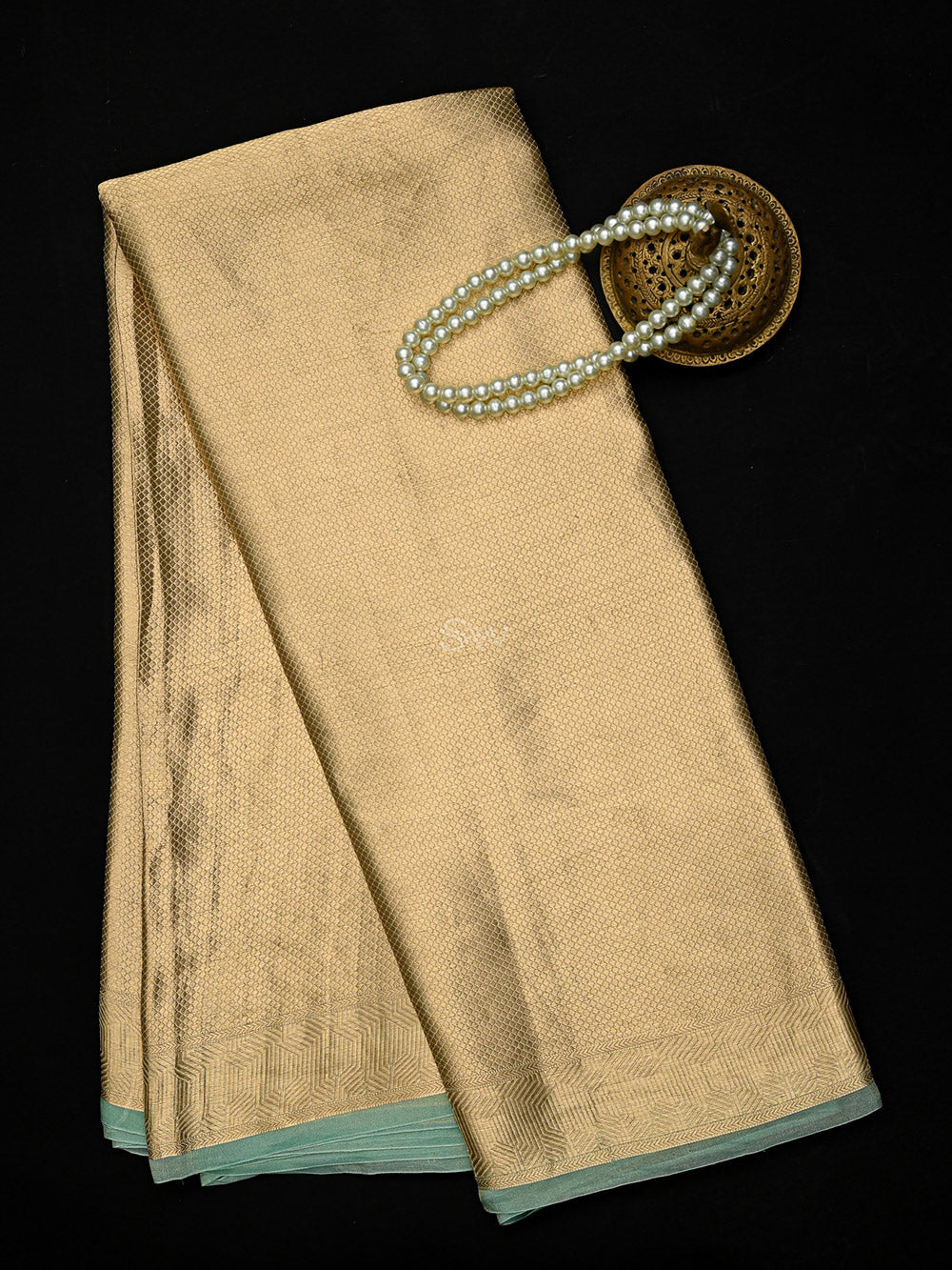 Sea Green Tissue Brocade Handloom Banarasi Saree