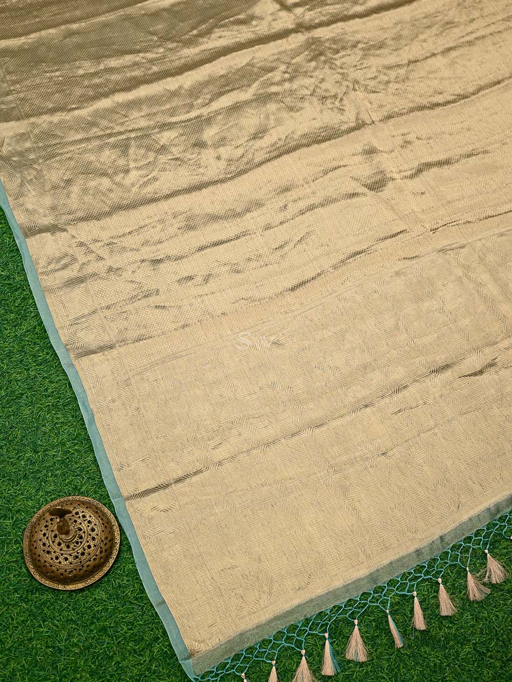 Sea Green Tissue Brocade Handloom Banarasi Saree