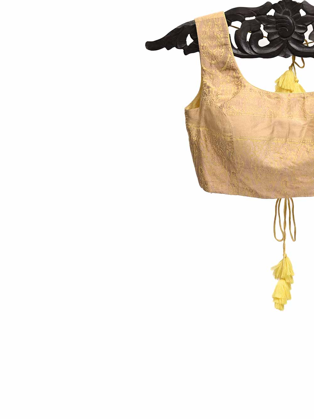 Yellow Uppada Silk Banarasi Ready-made Blouse - Sacred Weaves