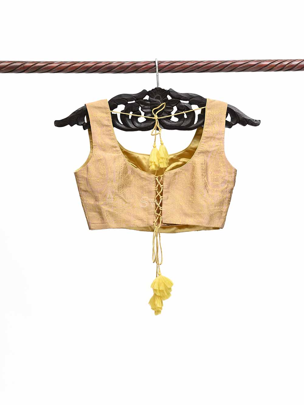 Yellow Uppada Silk Banarasi Ready-made Blouse - Sacred Weaves