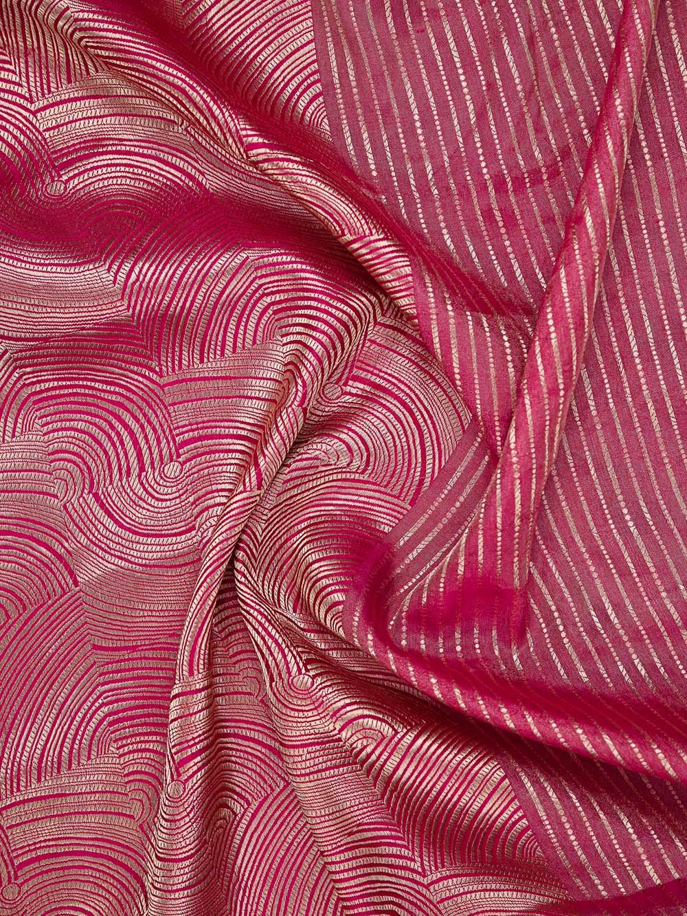 Magenta Tissue Brocade Handloom Banarasi Saree