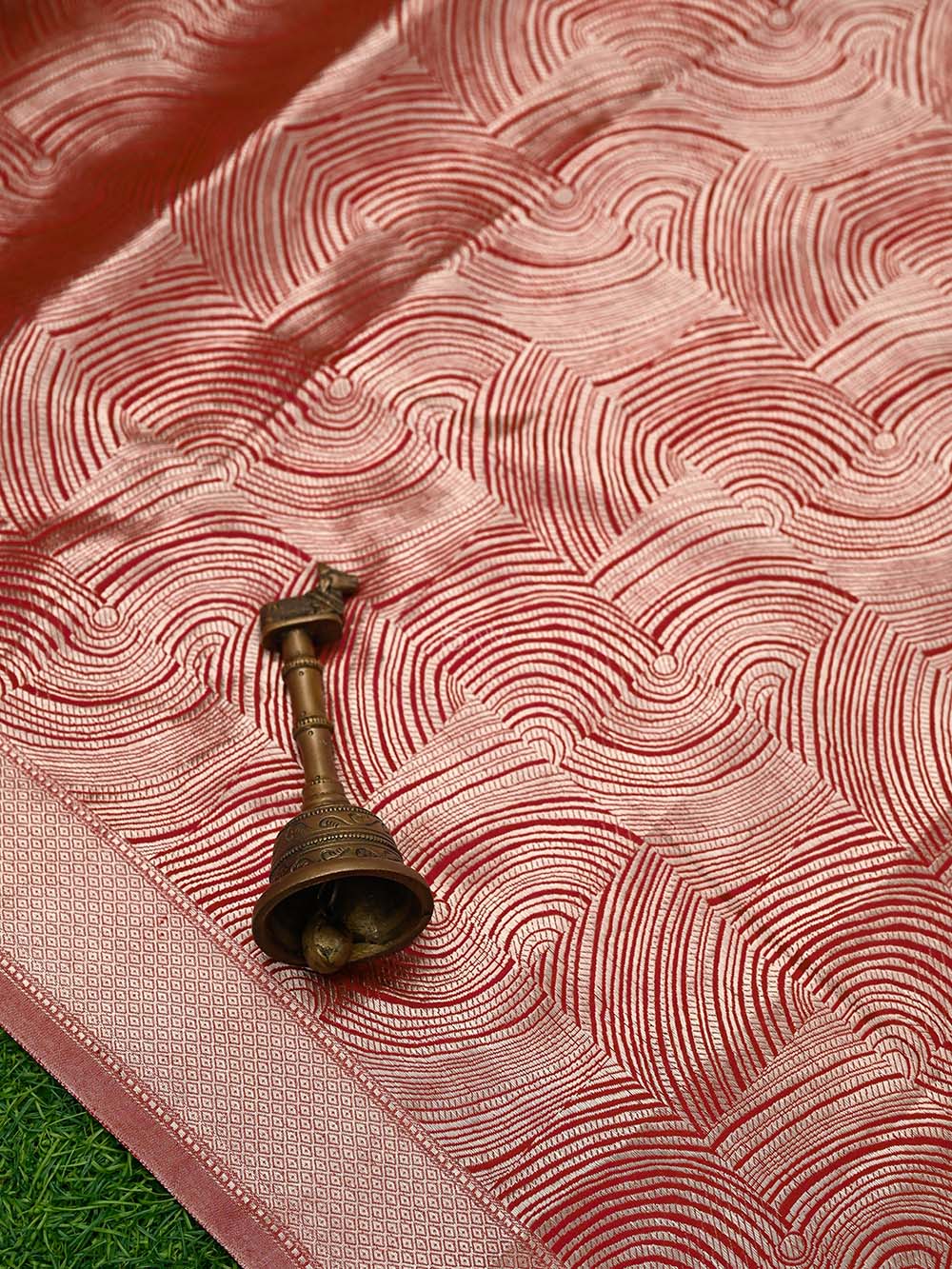 Red Tissue Brocade Handloom Banarasi Saree - Sacred Weaves