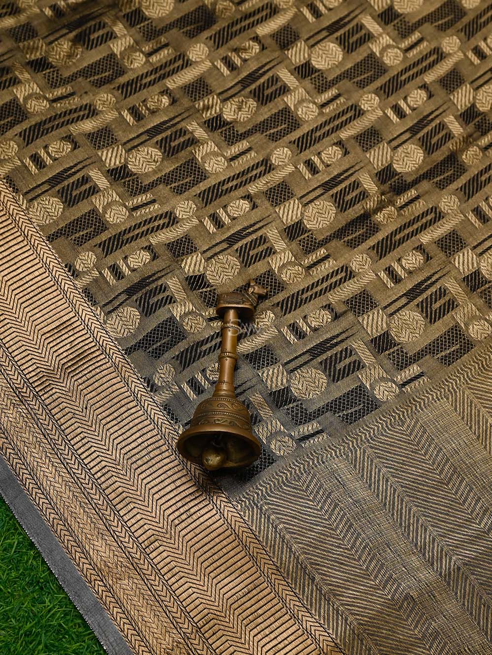 Black Tissue Brocade Handloom Banarasi Saree - Sacred Weaves