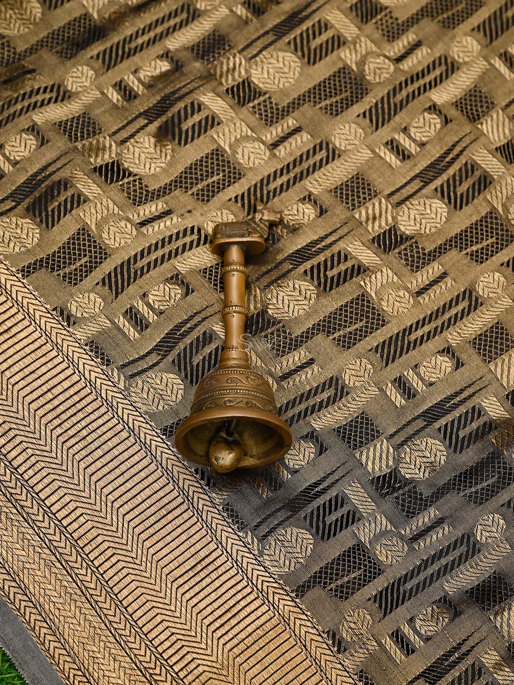 Black Tissue Brocade Handloom Banarasi Saree - Sacred Weaves