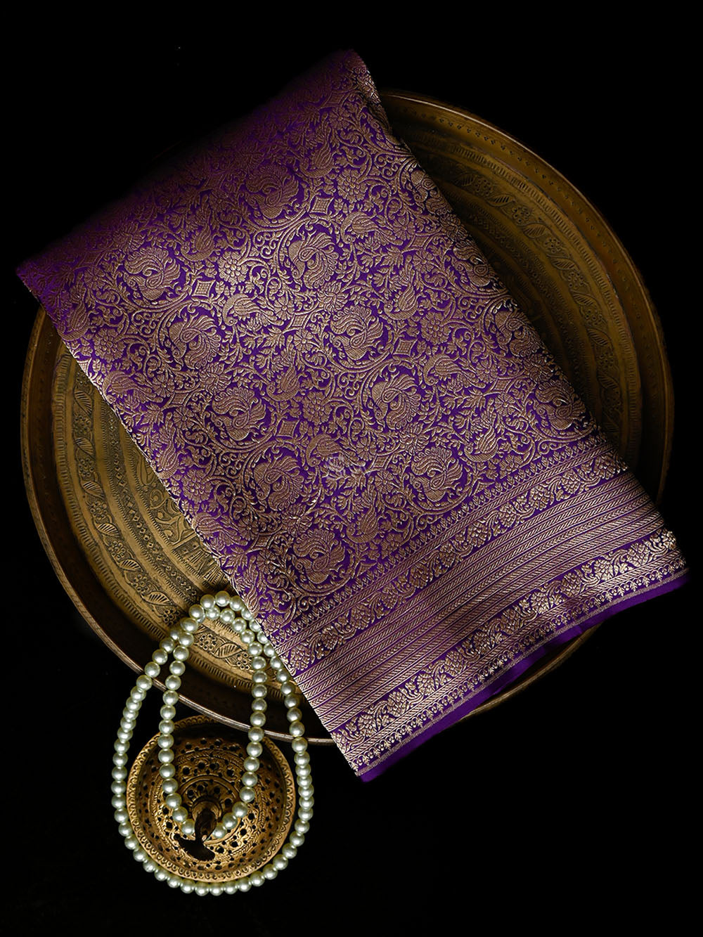 Purple Silk Brocade Handloom Banarasi Saree