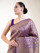 Purple Silk Brocade Handloom Banarasi Saree - Sacred Weaves