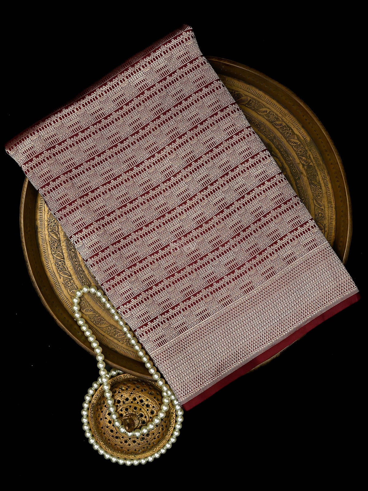 Maroon Silk Brocade Handloom Banarasi Saree