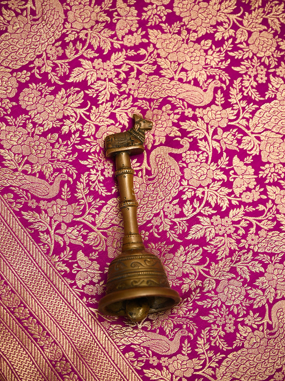 Magenta Silk Shikargah Brocade Handloom Banarasi Saree - Sacred Weaves