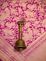 Magenta Silk Shikargah Brocade Handloom Banarasi Saree - Sacred Weaves