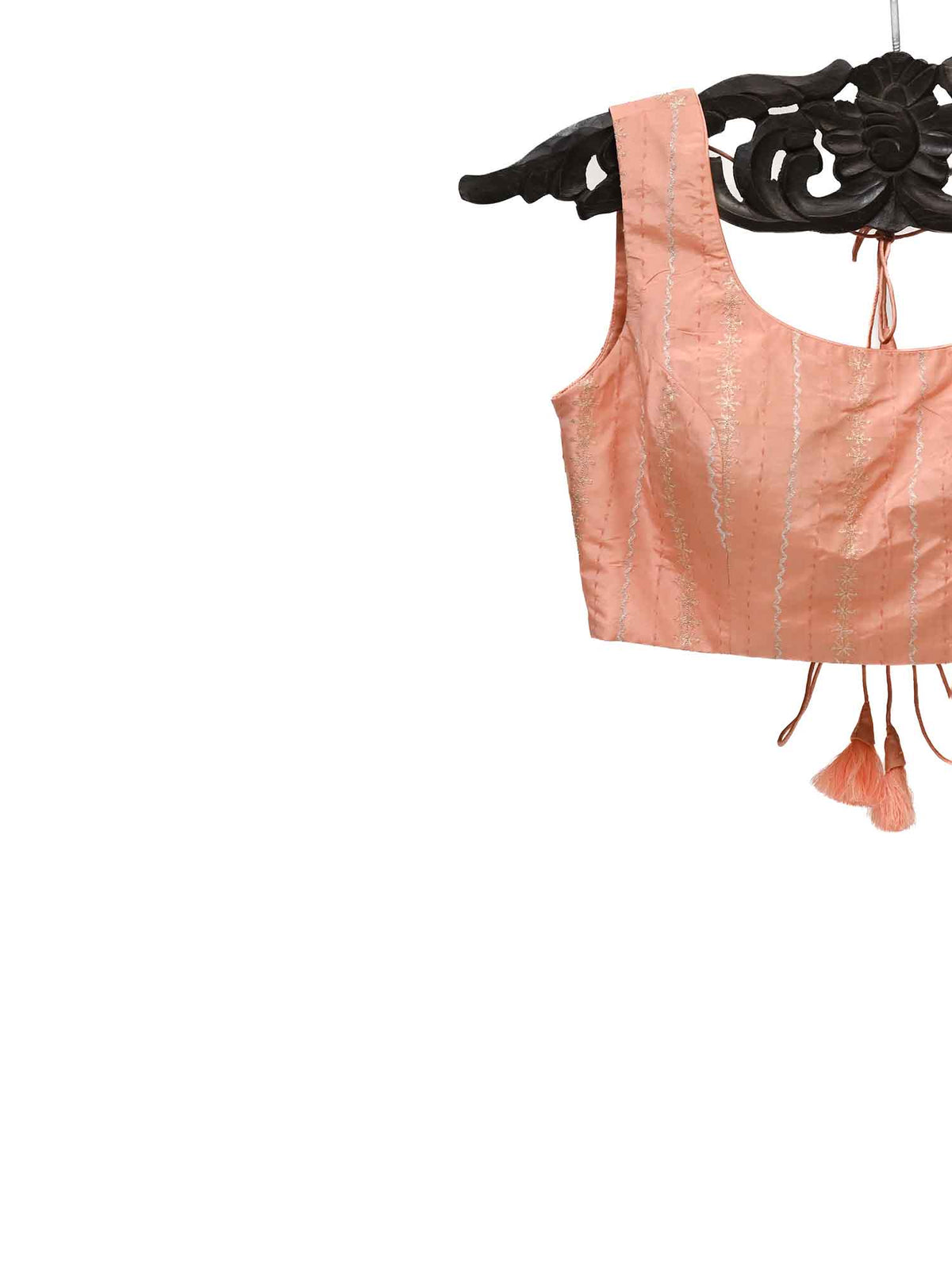 Peach Uppada Silk Banarasi Ready-made Blouse - Sacred Weaves