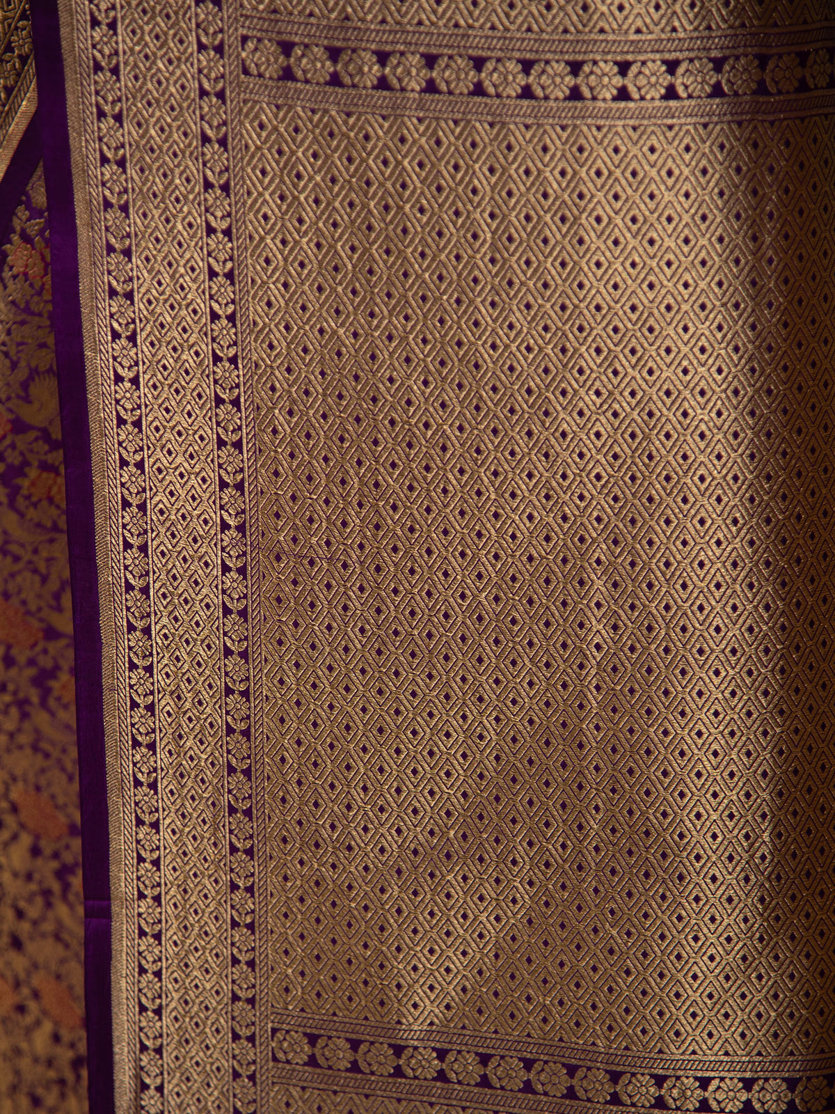 Purple Meenakari Silk Brocade Handloom Banarasi Saree