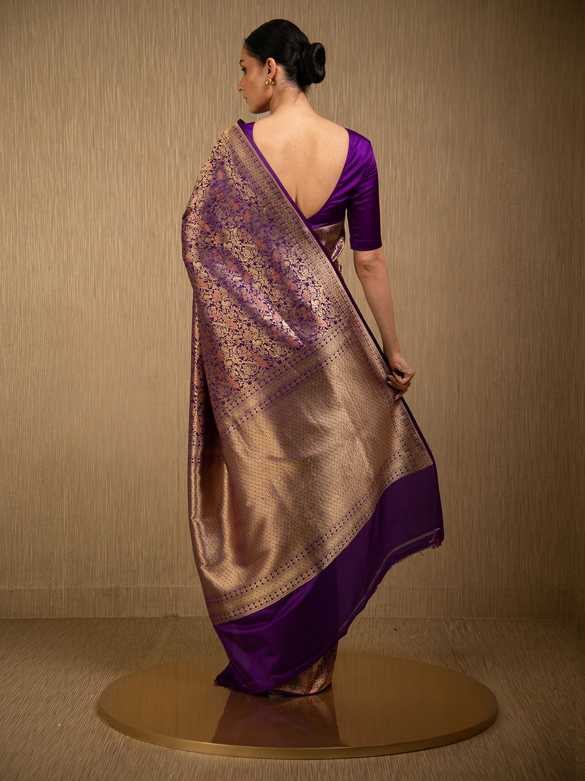 Purple Meenakari Silk Brocade Handloom Banarasi Saree