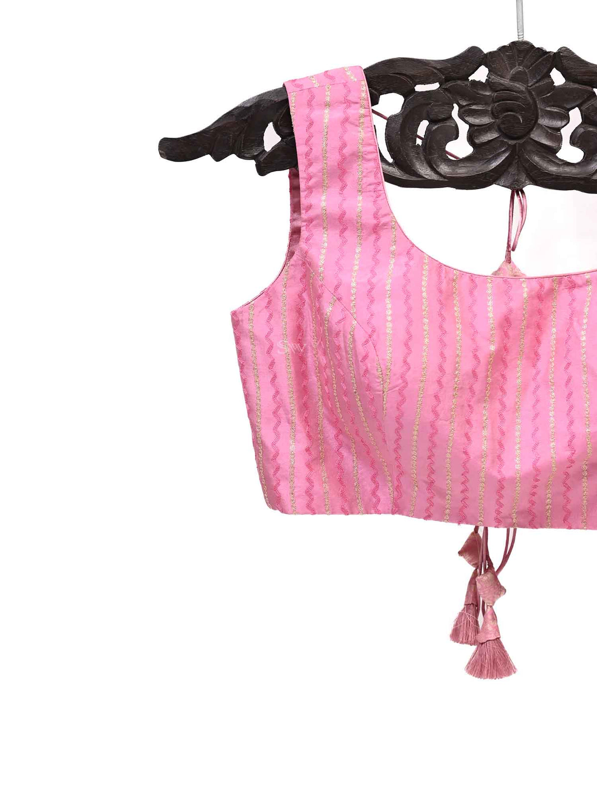 Onion Pink Uppada Silk Banarasi Ready-made Blouse - Sacred Weaves