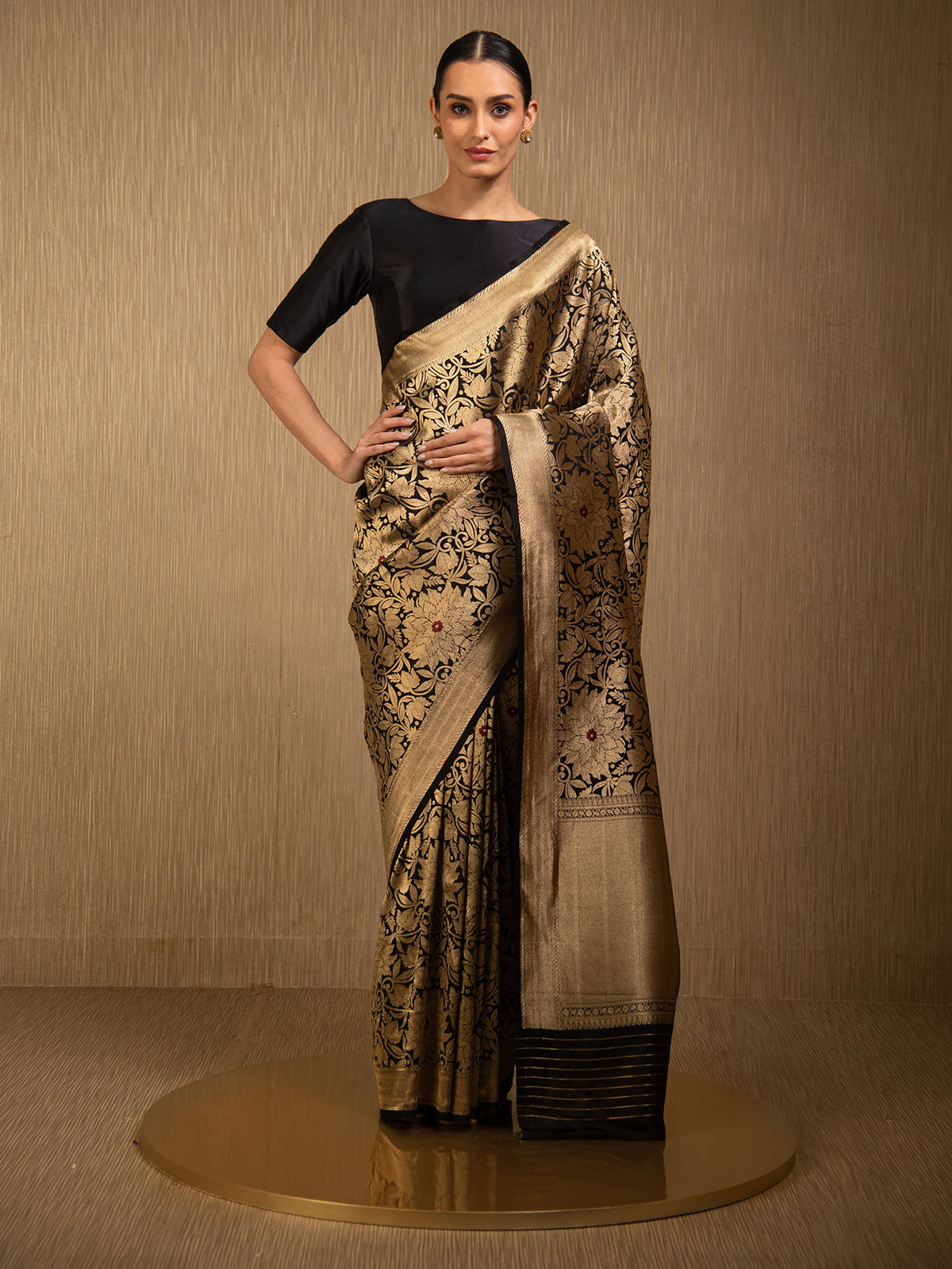 Black Meenakari Silk Brocade Handloom Banarasi Saree