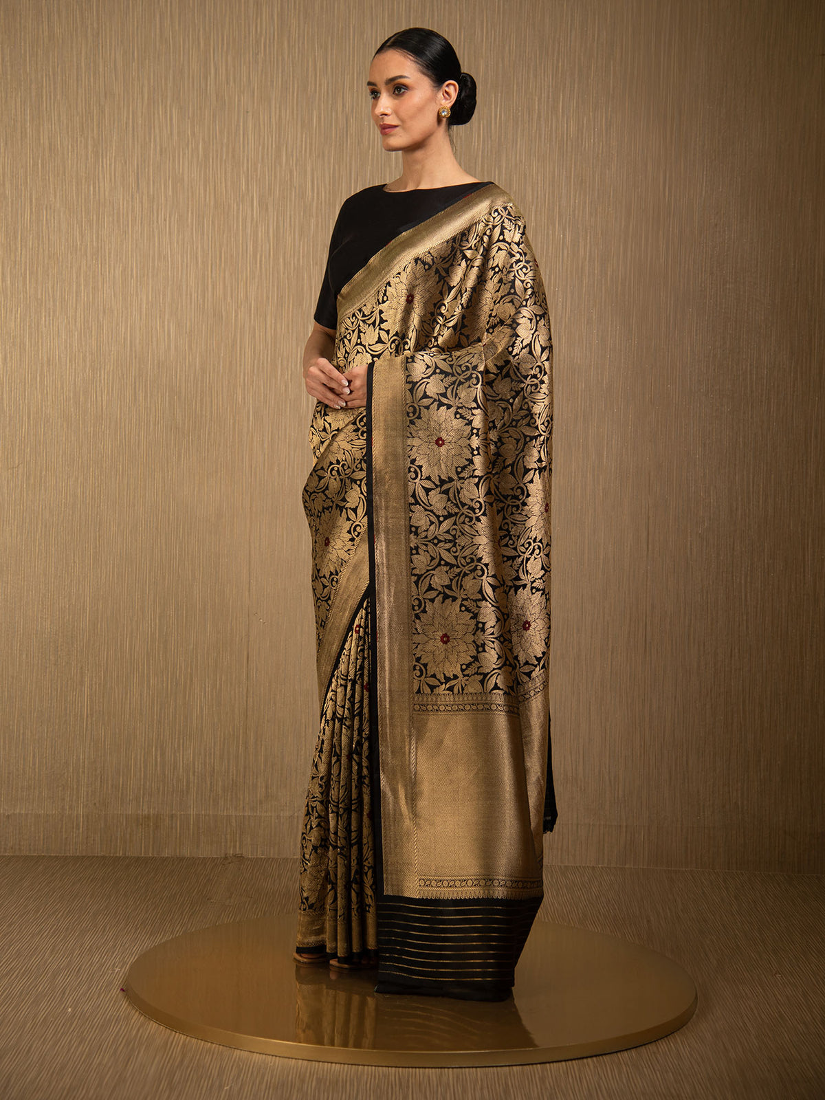 Black Meenakari Silk Brocade Handloom Banarasi Saree