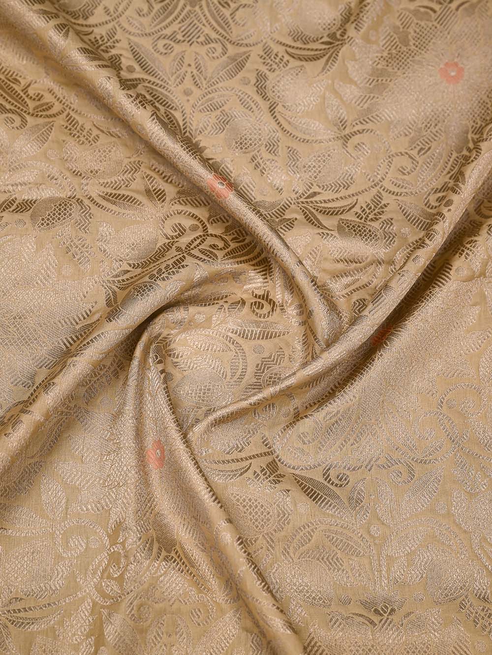 Cream Meenakari Silk Brocade Handloom Banarasi Saree