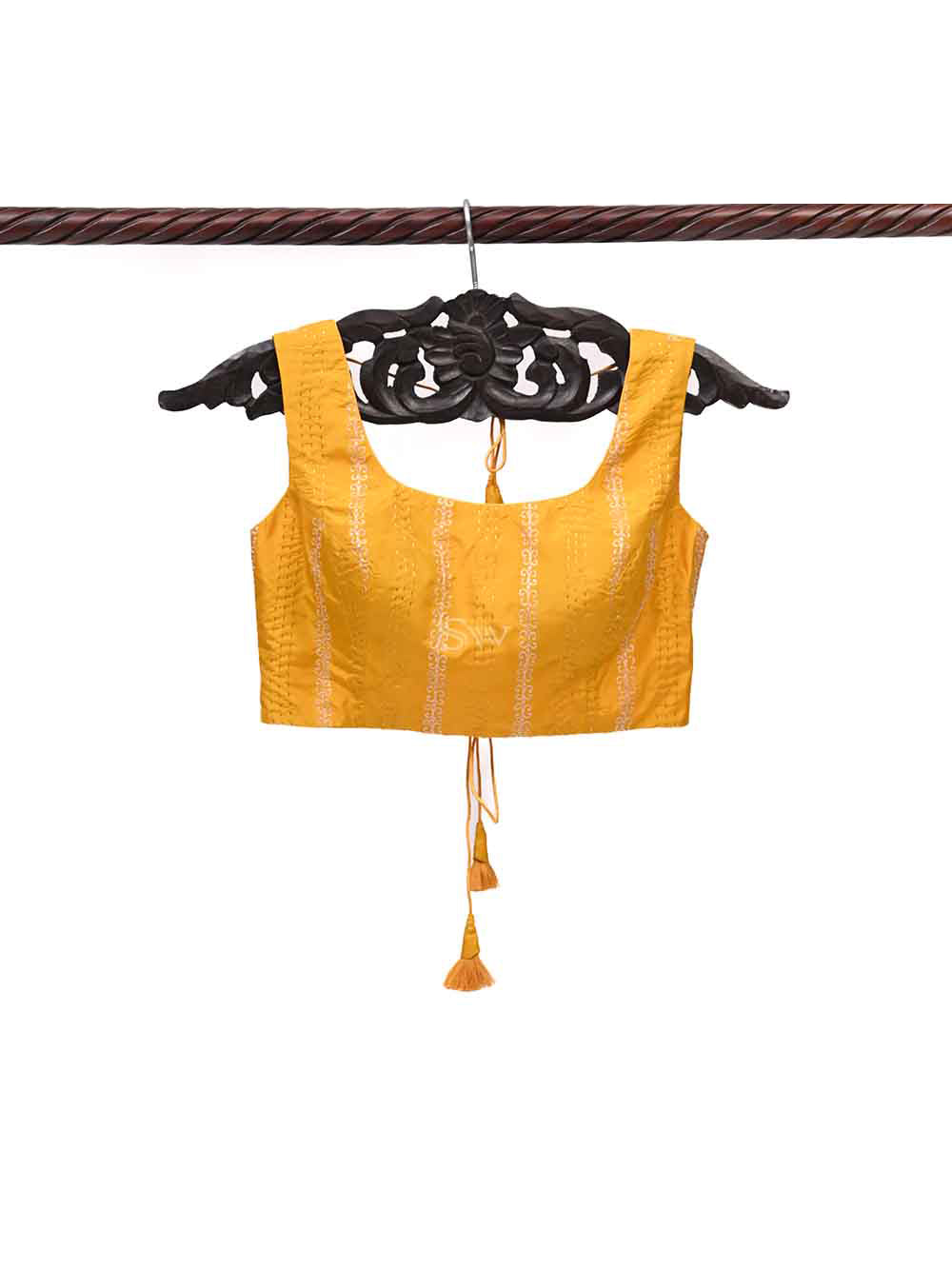 Yellow Uppada Silk Banarasi Ready-made Blouse - Sacred Weaves