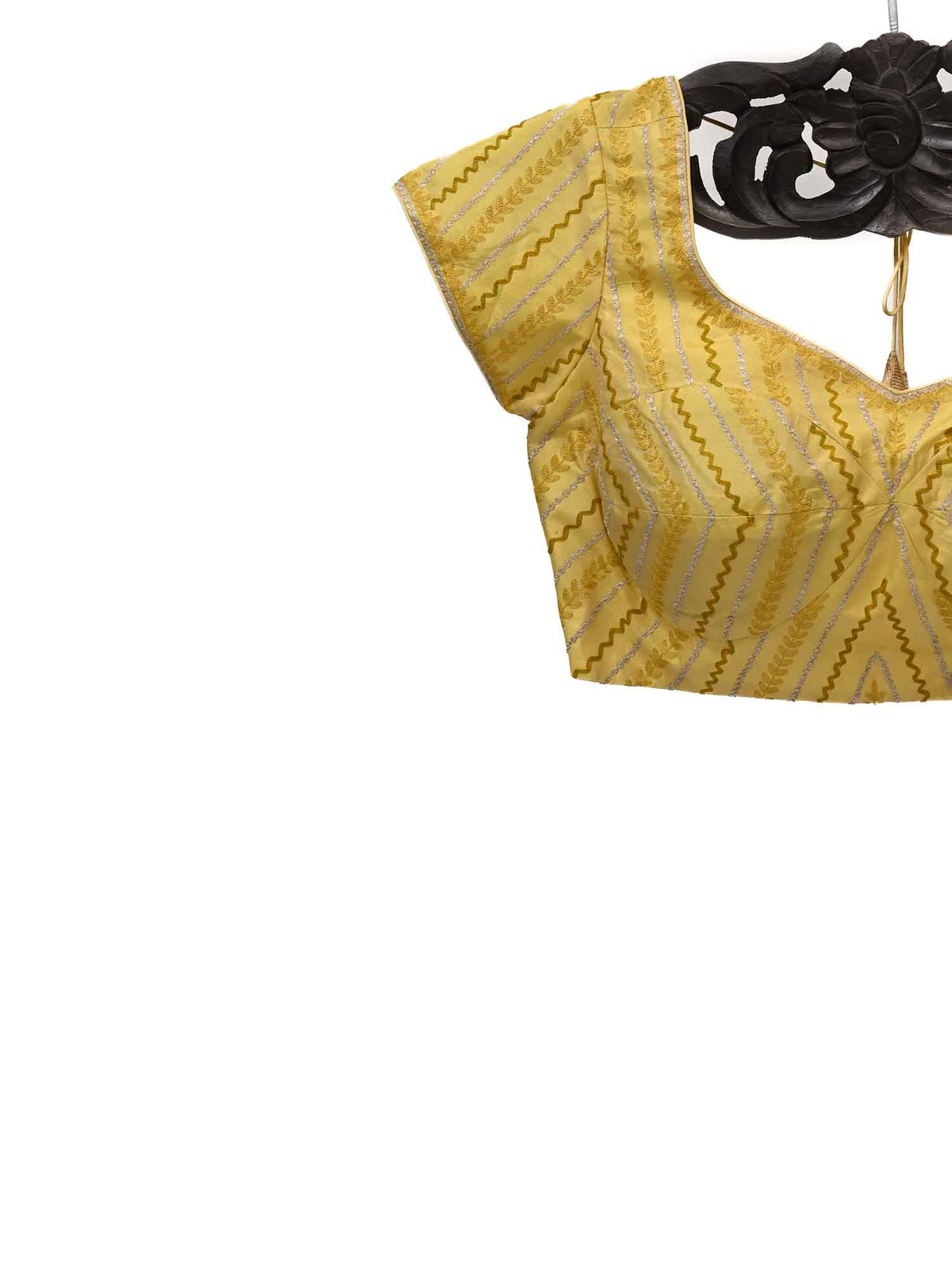 Yellow Uppada Silk Banarasi Ready-made Blouse - Sacred Weaves