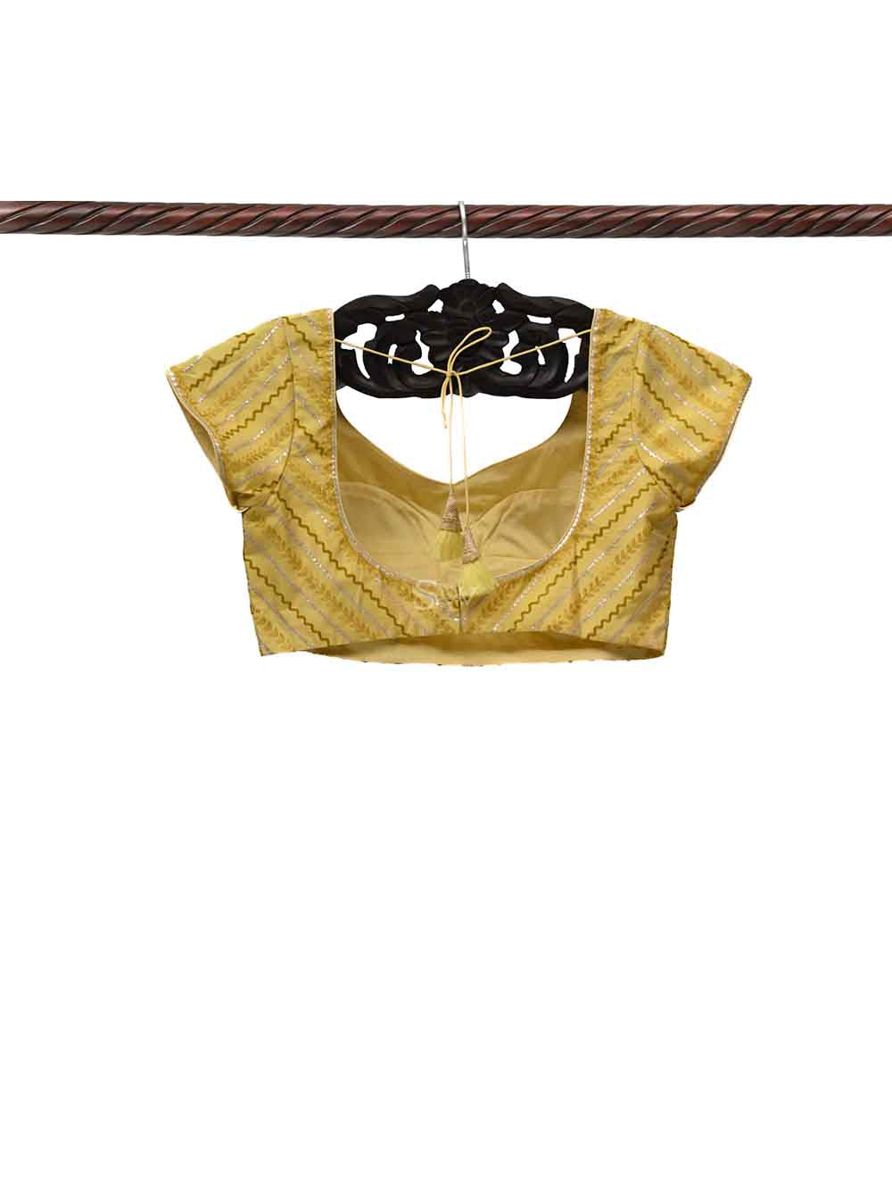 Yellow Uppada Silk Banarasi Ready-made Blouse - Sacred Weaves