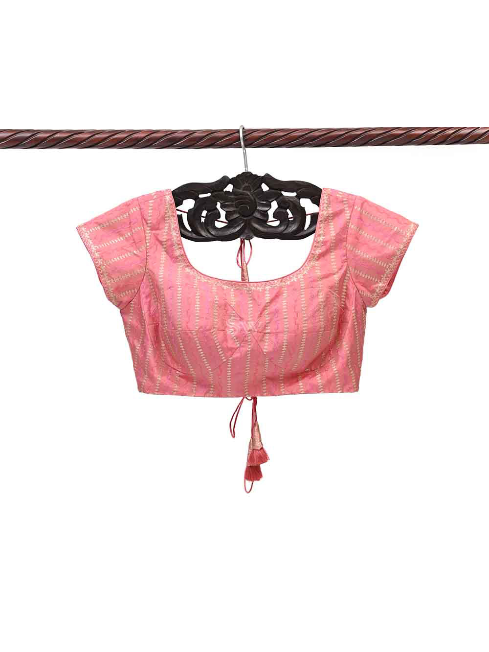 Pink Uppada Silk Banarasi Ready-made Blouse - Sacred Weaves