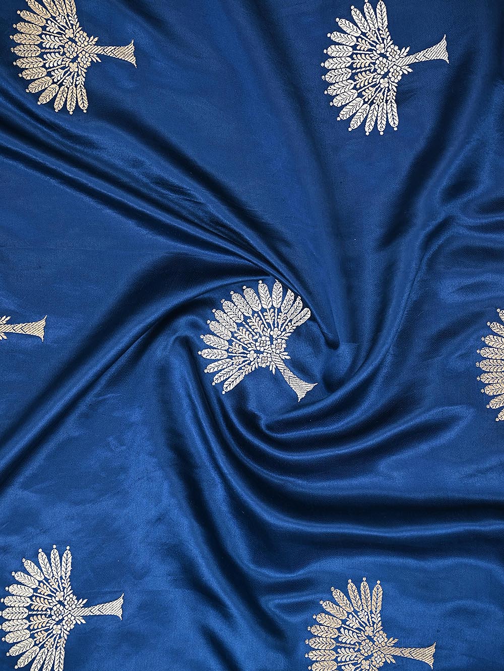 Midnight Blue Boota Satin Silk Handloom Banarasi Saree
