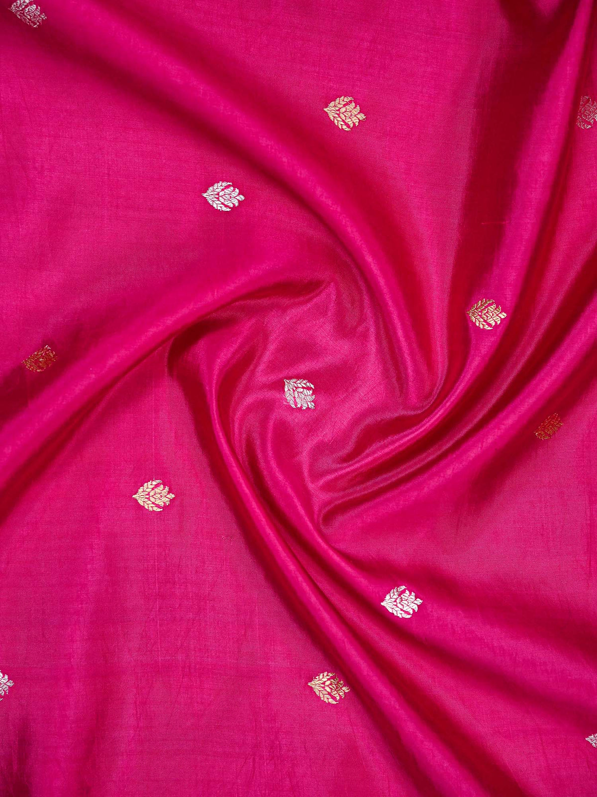 Dark Pink Booti Katan Silk Handloom Banarasi Saree - Sacred Weaves