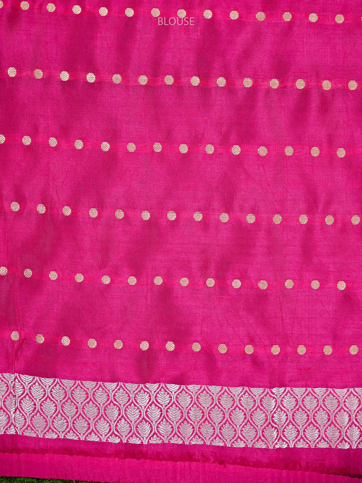 Dark Pink Booti Katan Silk Handloom Banarasi Saree - Sacred Weaves
