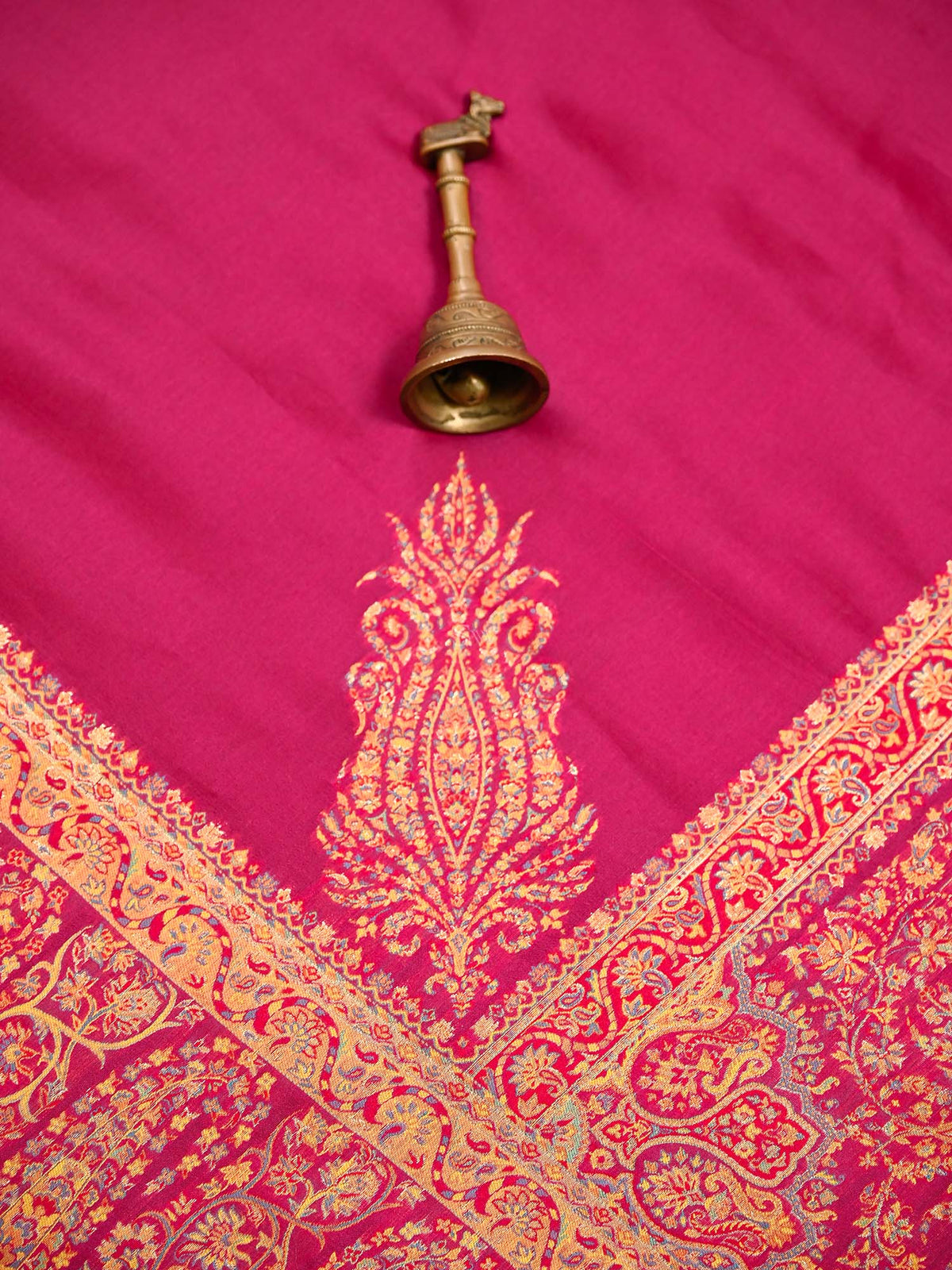 Magenta Pashmina Moonga Silk Handloom Banarasi Saree