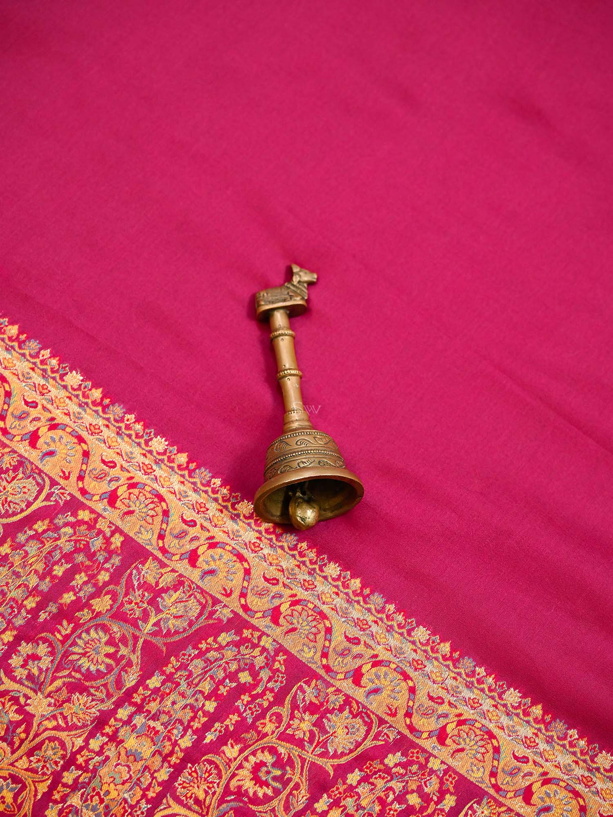 Magenta Pashmina Moonga Silk Handloom Banarasi Saree