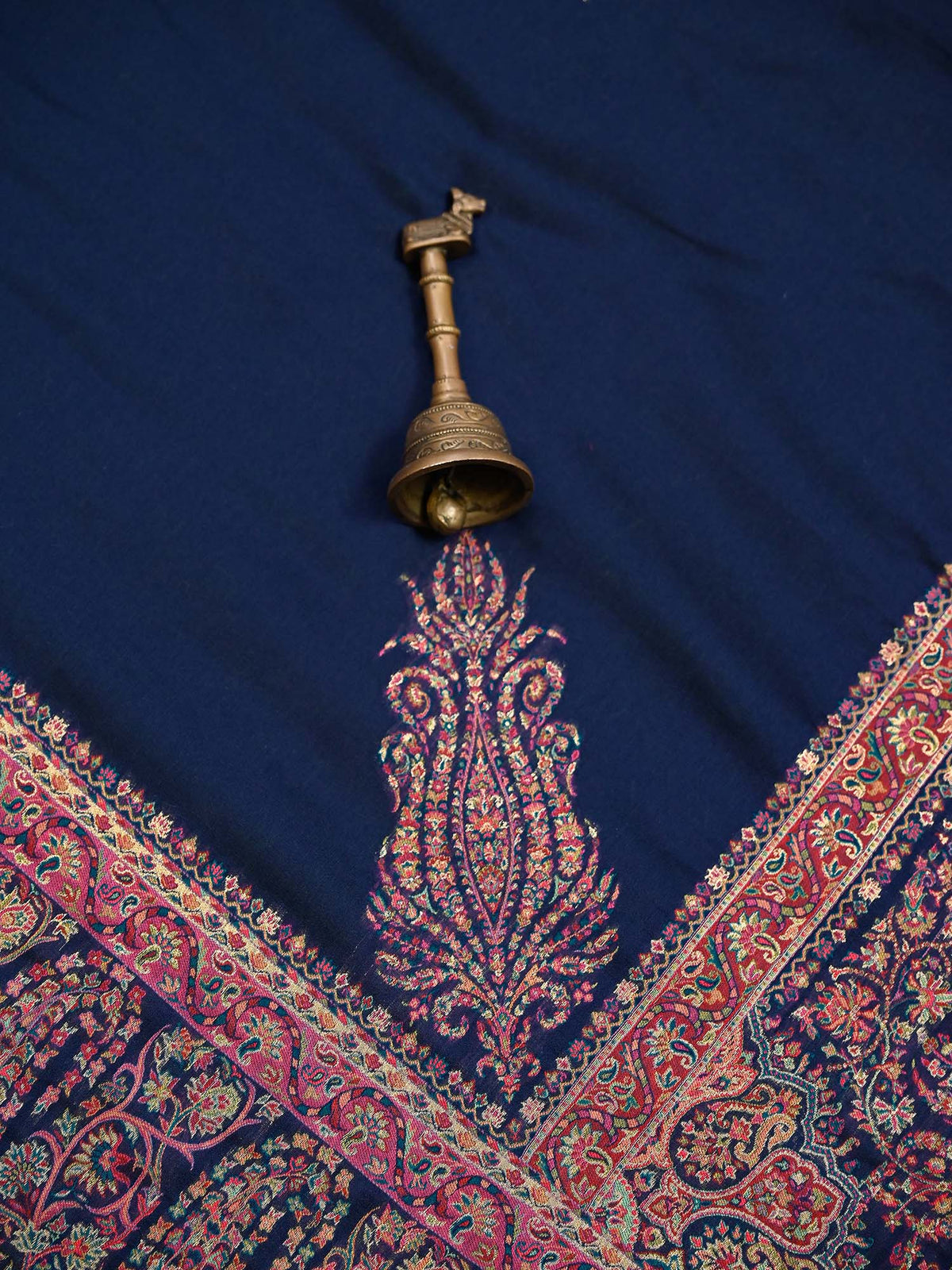 Navy Blue Pashmina Moonga Silk Handloom Banarasi Saree