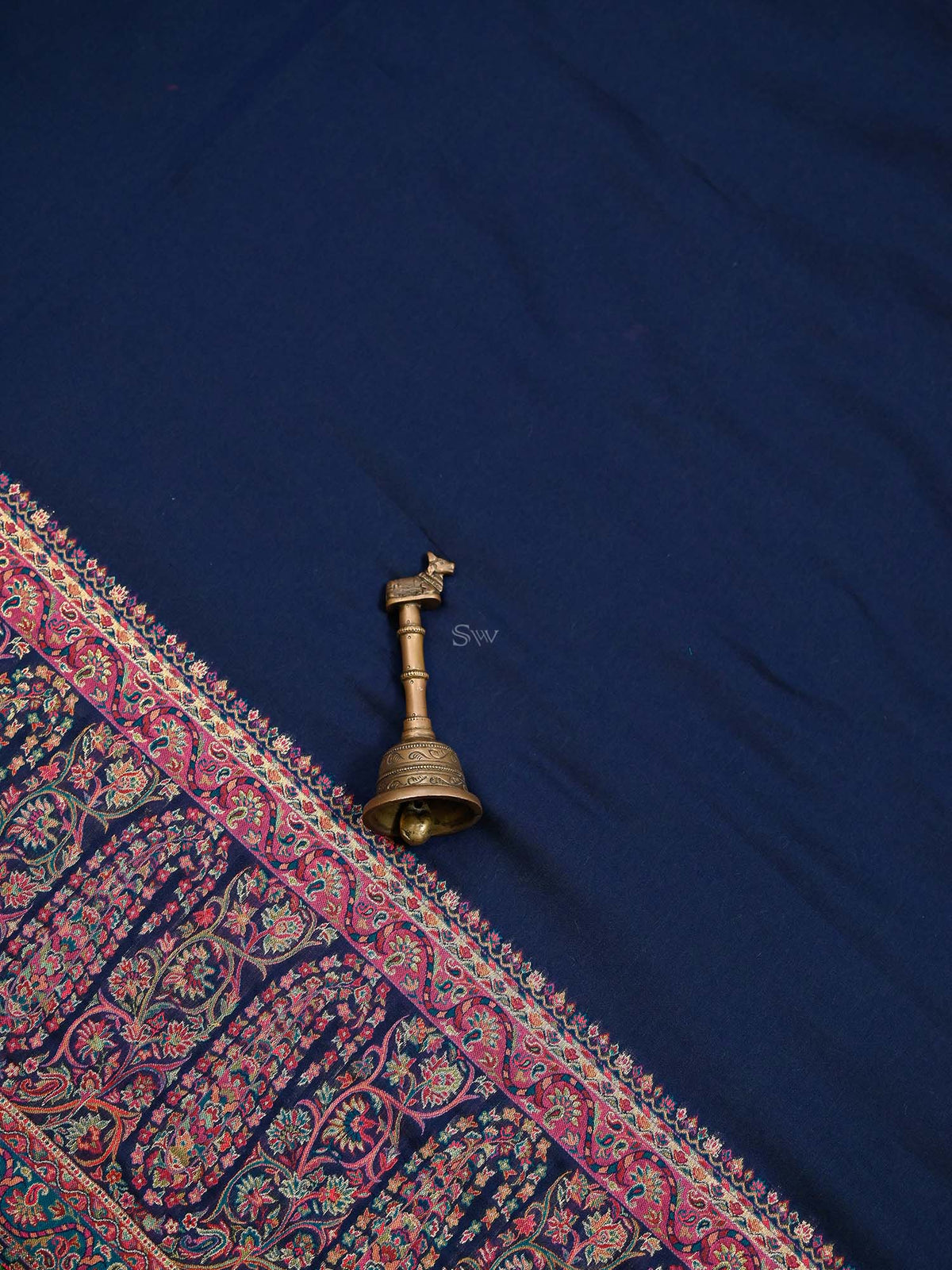 Navy Blue Pashmina Moonga Silk Handloom Banarasi Saree