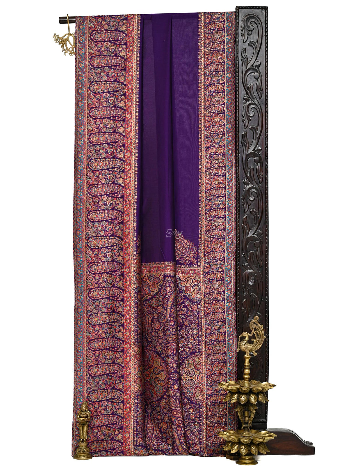 Purple Pashmina Moonga Silk Handloom Banarasi Saree