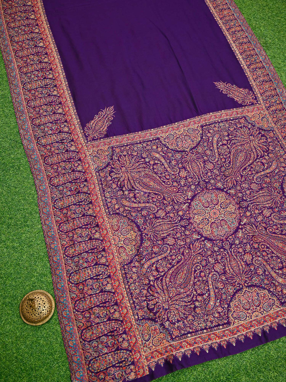 Purple Pashmina Moonga Silk Handloom Banarasi Saree