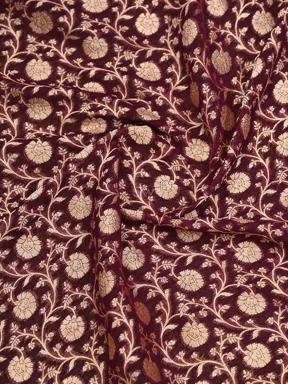 Wine Paithani Khaddi Georgette Handloom Banarasi Saree - Sacred Weaves