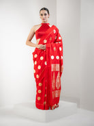 Red Boota Pure Silk Handloom Banarasi Saree - Sacred Weaves