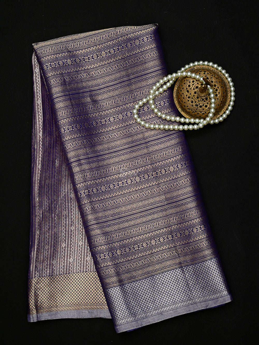 Purple Tissue Brocade Handloom Banarasi Saree - Sacred Weaves