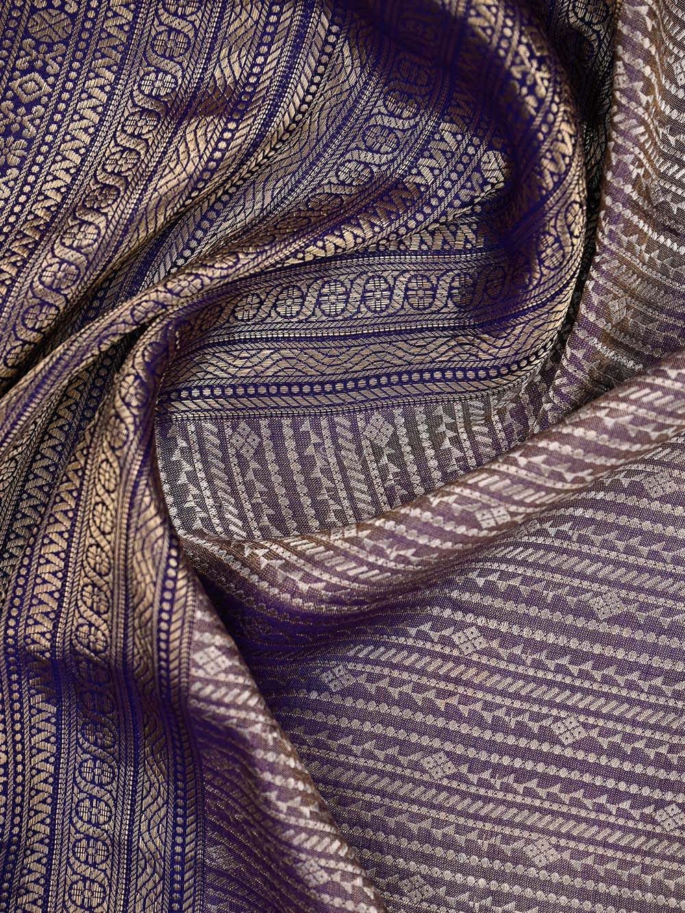 Purple Tissue Brocade Handloom Banarasi Saree - Sacred Weaves
