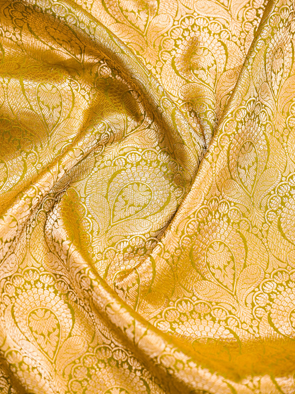 Lime Green Silk Brocade Handloom Banarasi Saree