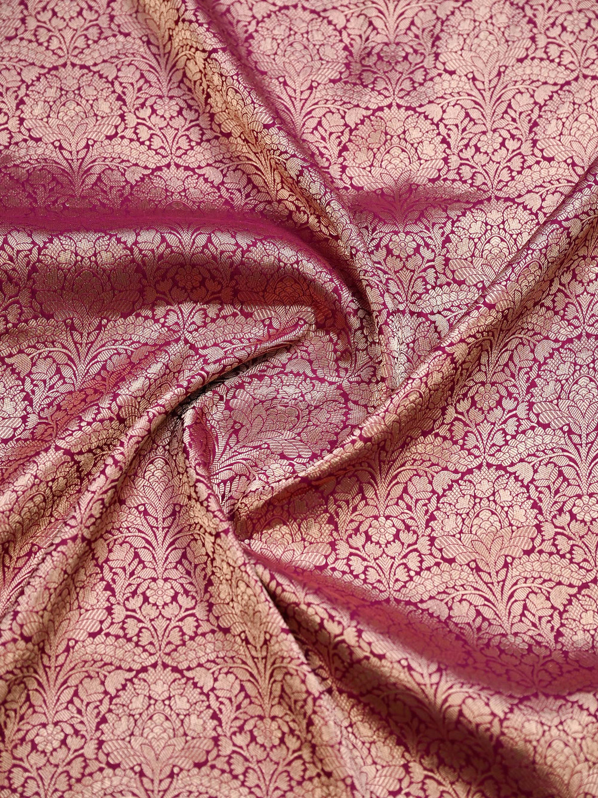 Dark Pink Silk Brocade Handloom Banarasi Saree