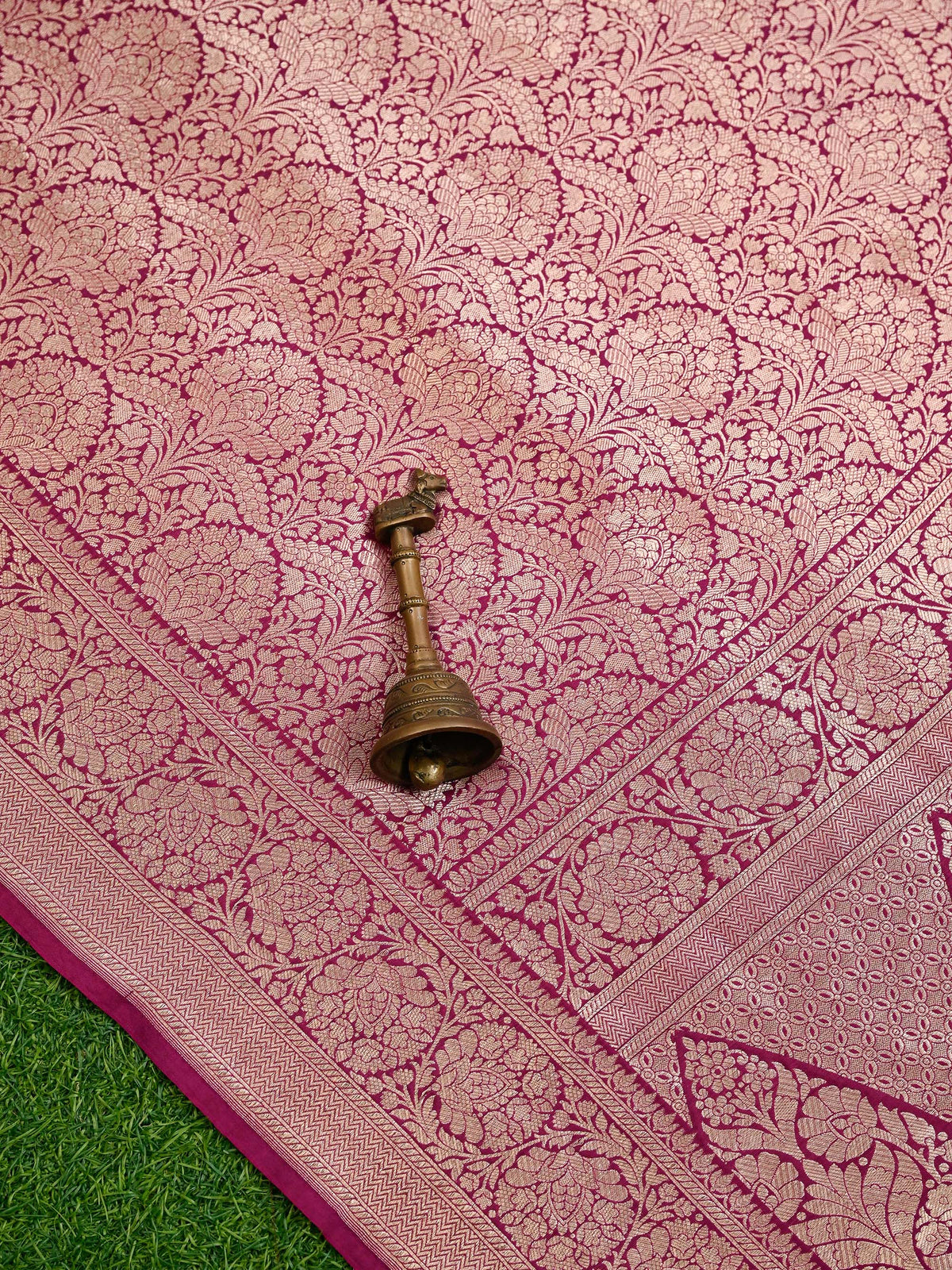 Dark Pink Silk Brocade Handloom Banarasi Saree