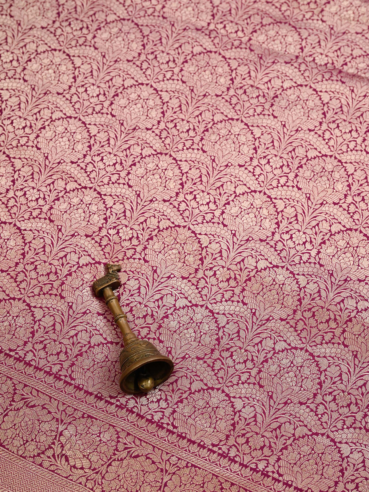 Dark Pink Silk Brocade Handloom Banarasi Saree