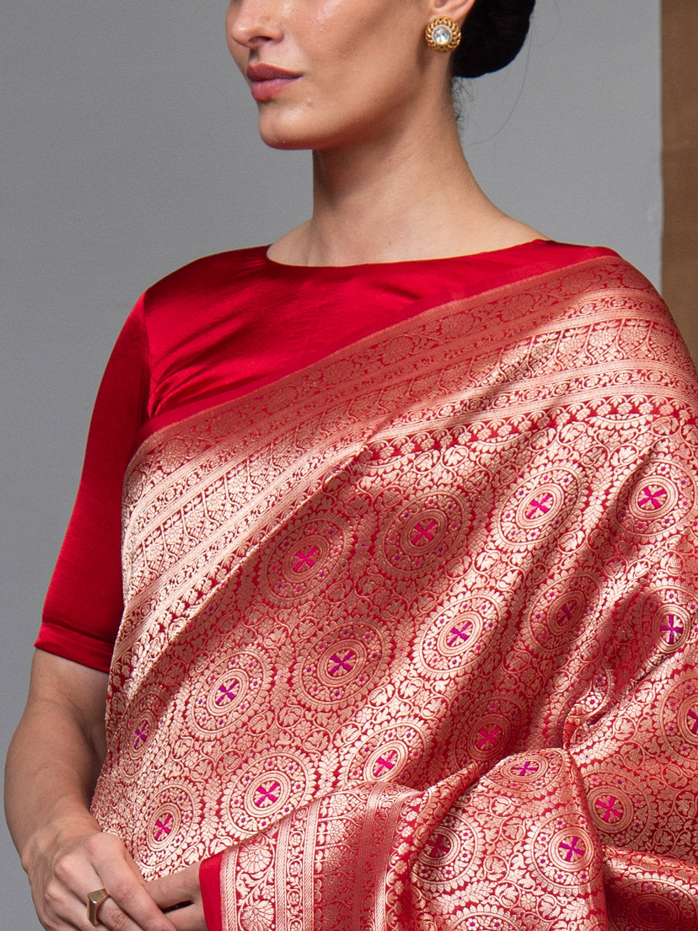 Red Meenakari Silk Brocade Handloom Banarasi Saree