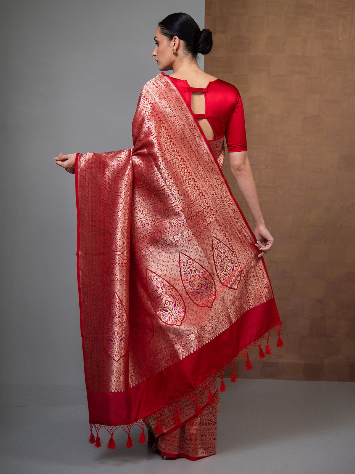 Red Meenakari Silk Brocade Handloom Banarasi Saree