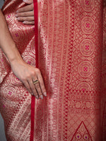Red Meenakari Silk Brocade Handloom Banarasi Saree