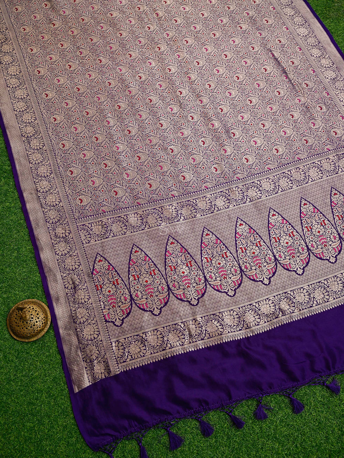 Purple Meenakari Silk Brocade Handloom Banarasi Saree