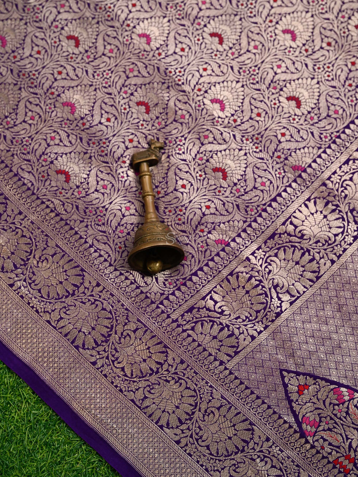 Purple Meenakari Silk Brocade Handloom Banarasi Saree